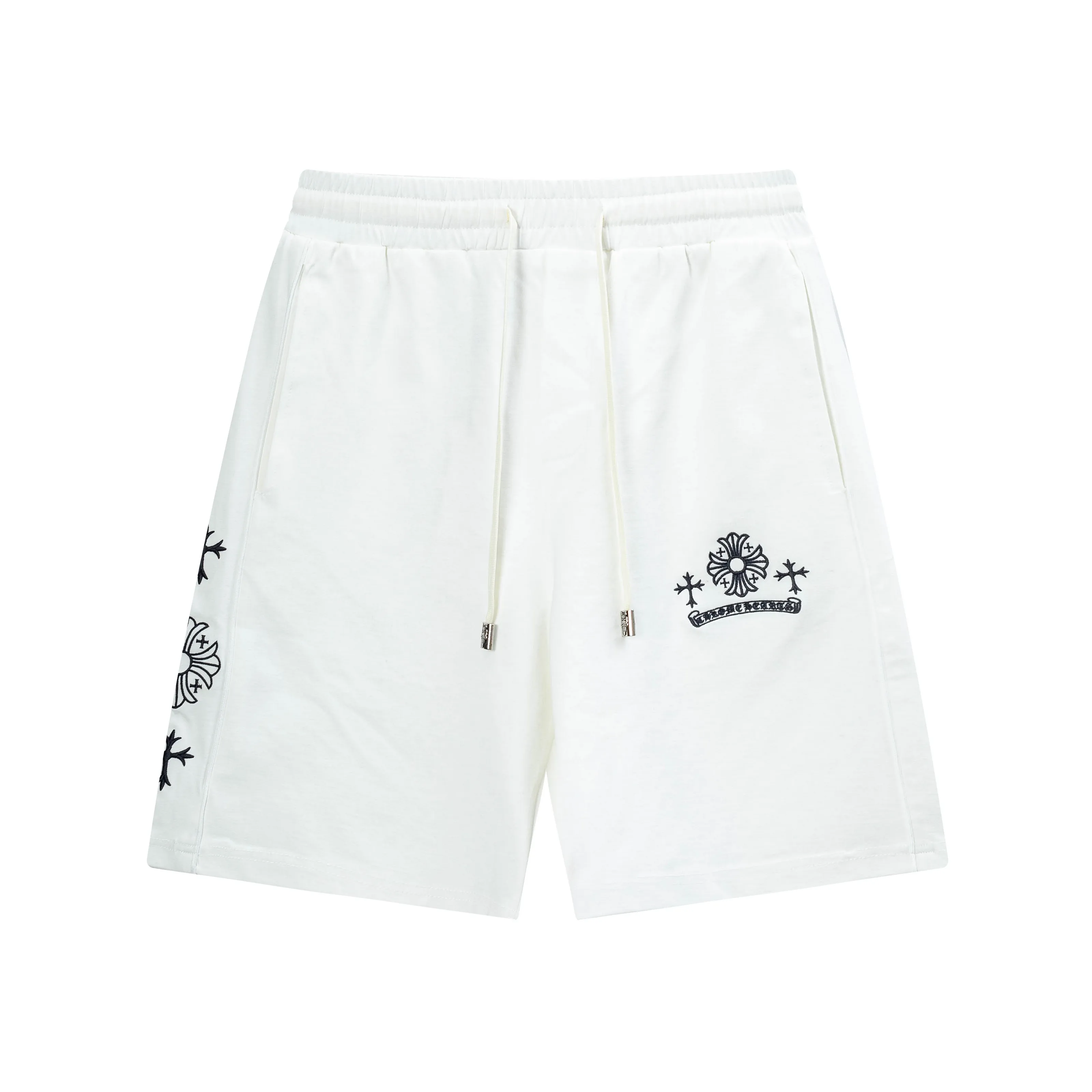 🅿️190 2025 Croxin new knitted shorts, customized fabric, knitted with knitted logo printed on it. The version is tight and three-dimensional, with straight stripe splicing. The customized trouser cord hardware has strong texture and smoothness. The upper body is comfortable and breathable. It has a concave and convex three-dimensional feel. It is fashionable and casual. Color: Black - White Size: M-4XL